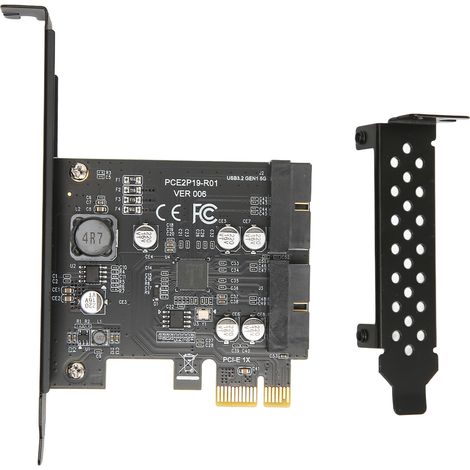 Carte d'extension USB 3.2 PCIe 5Gbps, double port 19 broches, connecteur avant GEN1, carte élévatrice noire haute vitesse (1/5)