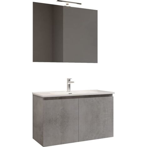 Mama Store ATENA2 80, Mobile 2 ante 80 cm, Grigio Cemento, L. 81 X P. 47 X H. 53 CM (1/4)