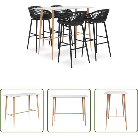 Tabouret de bar -  Ensemble de bar 5 pcs Blanc et noir (1/5)