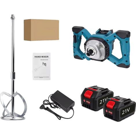 Malaxeur à béton, fonctionnement sans fil, moteur sans balais, 2 batteries (1/2)
