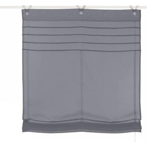 Store romain avec tissu occultant et œillets pour fenêtre de cuisine et bureau - 120 x 140 cm - En polyester avec crochets en V et tiges transparentes (gris foncé) (1/4)