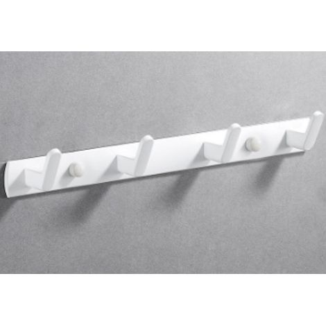 Cintre mural, crochets pour vêtements, crochet mural pour chambre, salle de bain, cuisine (blanc, 4 crochets) (1/3)