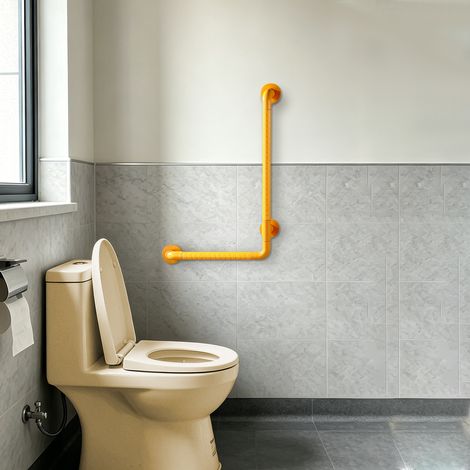 【Chauffage et ventilation】Poignée de douche de type L, poignée de toilette en acier inoxydable, poignée de lumière nocturne antidérapante, poignée de douche pour personnes âgées 68 x 48 cm (1/5)