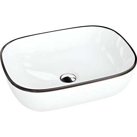Vasque à poser LAVITA Vasque à poser élégante et compacteProduit en porcelaine de haute qualité rectangulaire 46x32,5x13,5 cm Blanc/Noir