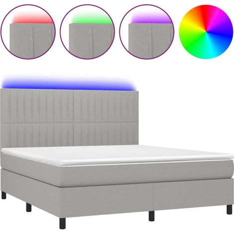 Maison Exclusive - Boxspringbett mit Matratze & LED Hellgrau 180x