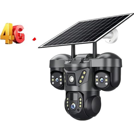 Telecamera di sicurezza, tripla lente, ad energia solare, 4G, senza scheda SIM (1/2)