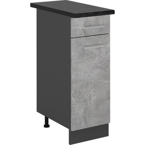 Mobiletto base per cucina R-Line, Calcestruzzo, 30 cm , PL Antracite, Vicco