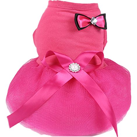 Robe Pour Chien - Jupe Tutu Avec Nœud Et Ceinture Cristaux - Vêtement Princesse Pour Petit Chien Et Chat - 1 Pièce (1/5)