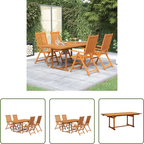 Table de jardin - Ensemble à manger de jardin 5 pcs Bois d'acacia massif 150-200 cm (1/5)
