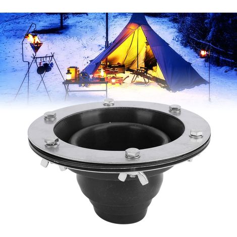 [Zeltofen-Durchführungsset] Zeltdichtungsset, kompatibel mit Dreiwand-Elementen, schwarzes Silikon, hochtemperaturbeständig bis 280 °C, Durchmesser 4,5–10 cm (1/5)