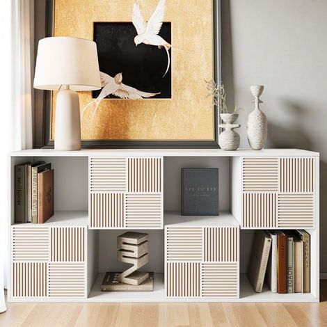 Bibliothek - Weiß - 4 Regale - 60x30x125 cm - Modular