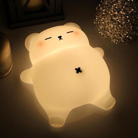 Ein schnarchendes Bären-Nachtlicht mit beweglichem Bauch, aus Silikon, per USB aufladbar und sogar schnarcht (1/5)