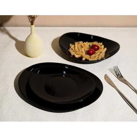 Servizio di Piatti da Tavola Ombra Lucente Onda Nero 18 Pezzi (1/3)