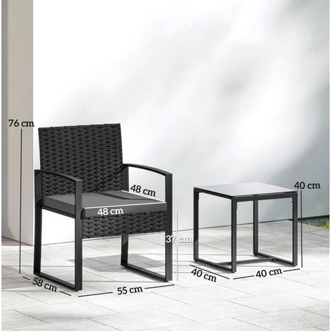 Sillón jardín bistró con mesa y cojines gris OKMYHOME (1/2)