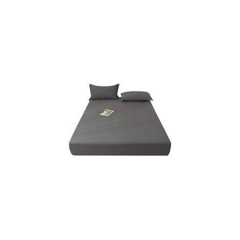 Drap-housse gris foncé, fibre synthétique, 180×200 cm, profondeur 30 cm – (1/5)