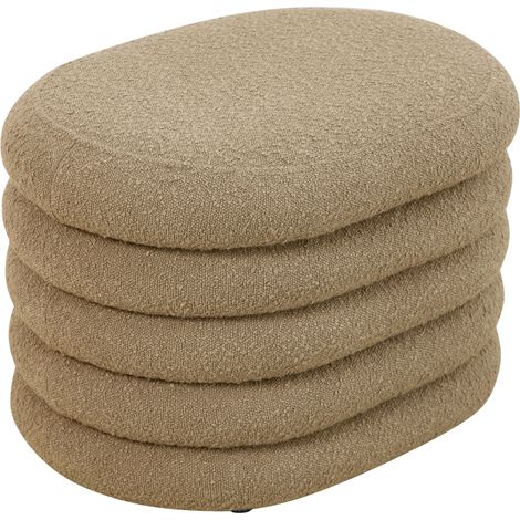 SVITA BLOSSOM Hocker mit Stauraum Sitzhocker Ottomane Boucle-Polster Hellbraun