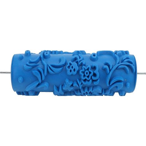 Rouleau à peinture à motifs, tête en caoutchouc souple, pour murs et plafonds, outil de texture décorative, bleu 104Y (1/4)