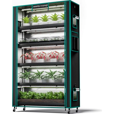 Mars Hydro – Chambre de culture indoor 6 étagères 110x40x180cm – 250W LED avec éclairage à spectre complet – Tente 1680D pour plantes