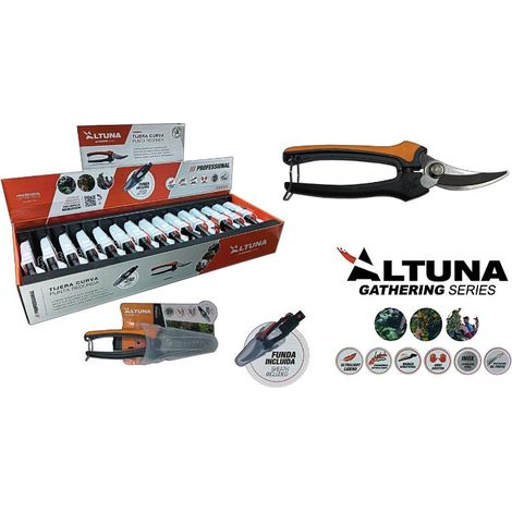 altuna promo tijera 1260 inox 18 cm recoleccion curva alargada punta rda.+funda