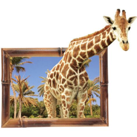 Autocollants muraux girafe stéréo 3D, pour décoration d'arrière-plan de chambre à coucher, de maison et d'affaires (1/5)