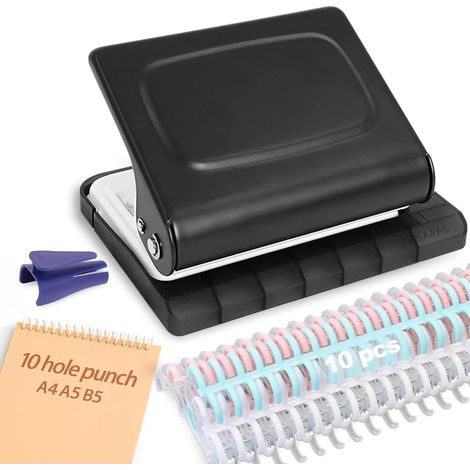 Relieuse À 10 Trous, comprenant 10 Anneaux de Reliure Multicolores (30 Trous), 30 Trous pour A4, 20 Trous pour A5, 26 Trous pour B5, Capacité de 10 Feuilles (1/5)