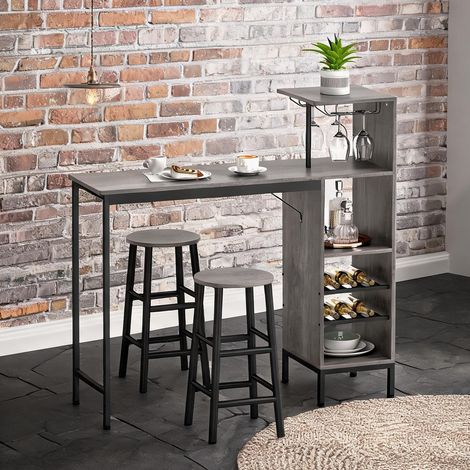Ensemble table de bar et tabourets 121,5 x 40 x 122 cm (1/5)