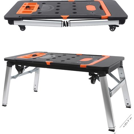 Table de travail pliante, configurations polyvalentes 7-en-1, haute capacité de charge, Noir (1/2)