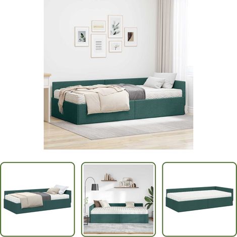 Matratze - Eckbettgestell mit Matratze Sonstiges 2 pcs Grün Stoff (1/5)