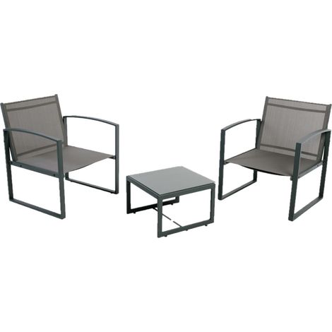 Salon de jardin 2 places en acier et texaline MADRID (1/5)