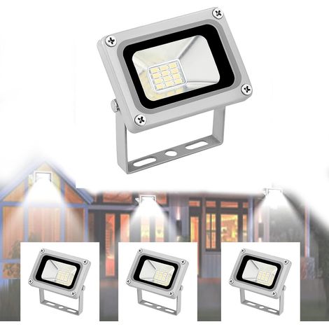 Projecteur LED 12-24 V CC 10 W 800 lm 6500 K Blanc froid Éclairage de sécurité IP65 Étanche Applique murale for extérieur, cour, parc, patio, place(4 packs) (1/5)