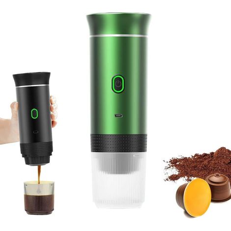 Machine à Café Portable 3 en 1, Compatible Capsules Grandes et Petites, Café Moulu, Mini Cafetière Électrique pour Voiture, Camping (1/4)