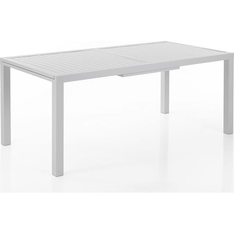 Ausziehbarer Gartentisch in weißem Aluminium 90x180-238 Lilja L