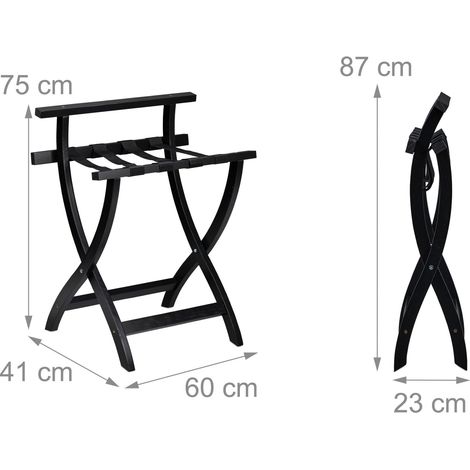 Portavaligie pieghevole con pratica protezione da parete 75 x 60 x 41 cm in legno nero 130016065
