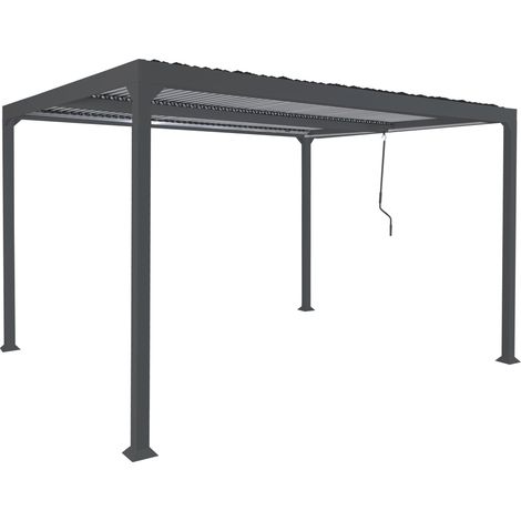 Pergola en aluminium pavillon de terrasse avec toit à lames orientables structure métallique robuste 3x3,7 m anthracite 040010258