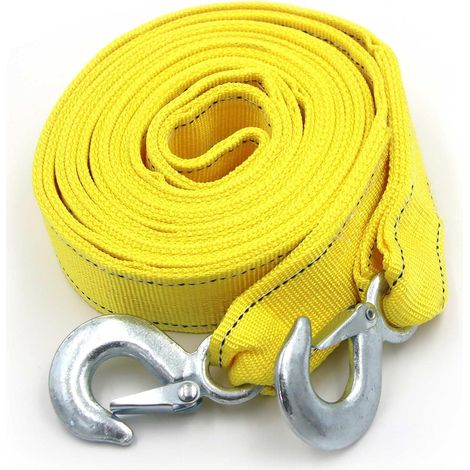 Corde de remorque robuste avec crochet - 4 mètres - 5 tonnes - corde tressée en fibre de polyester - corde de remorque multi-usages