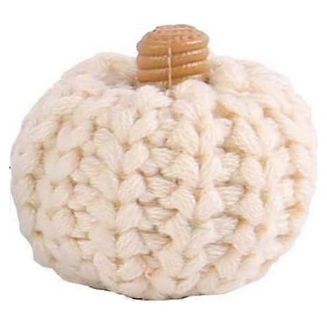 Décorations de citrouilles tricotées à la main, citrouilles au crochet multicolores, citrouilles d'automne pour Halloween, décoration de table pour Thanksgiving (blanc, 5 pièces)