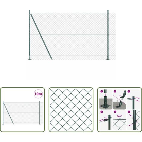 Poteaux de clôture - Poteau de clôture. Vert 10 x 1,5 m (maille 40 x 40 mm) (1/5)