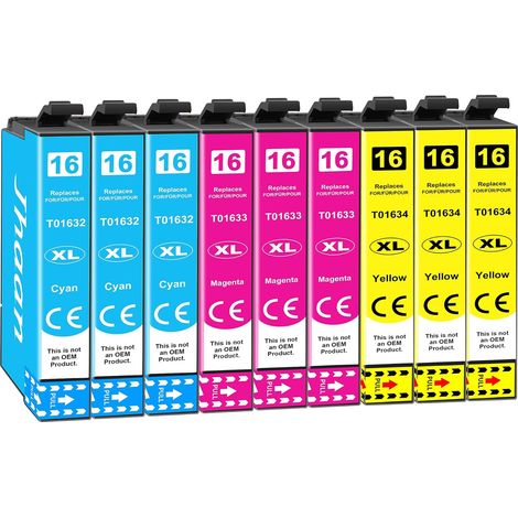 16XL Cartouches d'encre pour Cartouche Epson 16XL 16 XL, Lot de 9 (1/5)