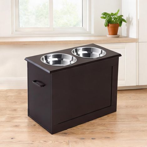 Gamelle pour chien marron en bois 60 x 30 x 41 cm (1/5)