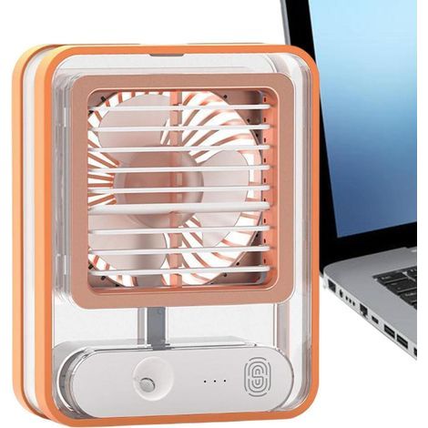 Petit ventilateur de bureau silencieux avec veilleuse LED pour chambre à coucher - Ventilateur brumisateur d'eau silencieux, fonctionnant sur piles, pour la maison (1/3)