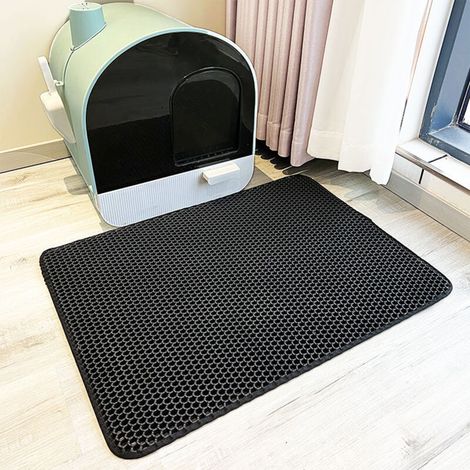 Tapis de litière pour chat noir 3030CM1 EVA double couche nid d'abeille tapis de piège à litière pour chat tapis de litière pour chat antidérapant (1/5)