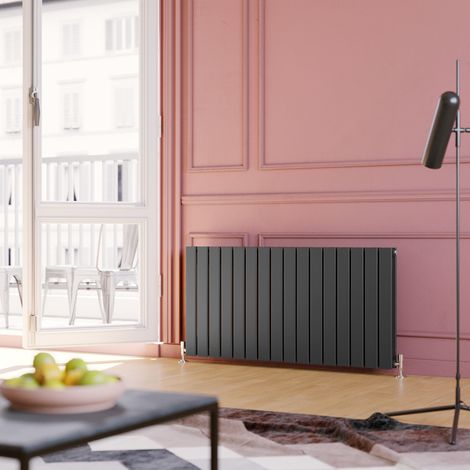 ELEGANT Anthracite Horizontal Double Flat Panel Radiator Designer Radiator 600x1216mm (1/5)