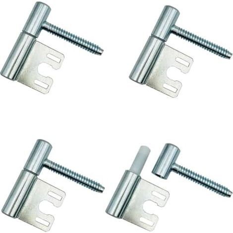 Charnières Ø 13,5x63mm pour Cadres en Acier avec Plaque Paumelles Percée Charnières Amovibles pour Portes Intérieures et en Bois à Feuillure 4 Pièces