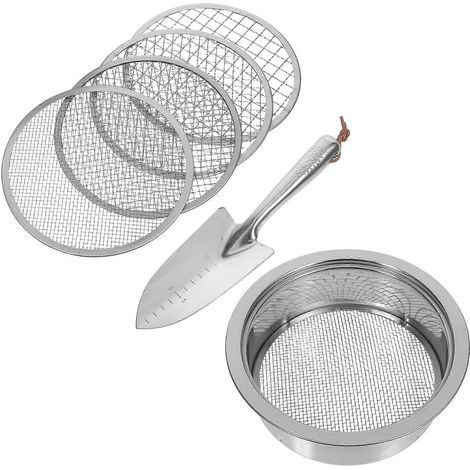 Tamis à terre de jardin en acier inoxydable, compatible avec le jardinage, 1 ensemble avec maille et (1/5)