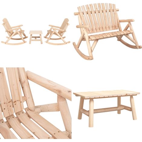 3-tlg. Garten-Lounge-Set Massivholz Fichte - Gartenmöbel - Holz Möbel - Gartenloungeset - Schaukelstuhl - Esszimmergarnitur - Home & Living