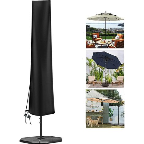 Housse de parasol - Housse imperméable - Housse pour parasol suspendu - 190 x 50 x 30 cm - Housse de parasol imperméable - Sac de rangement inclus - Noir - Tissu Oxford (1/5)