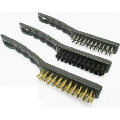 Brosse métallique à main, ensemble de 3 pièces, élimine la rouille, brosses en acier et en Nylon, Surface propre, en laiton, poils e (1/3)