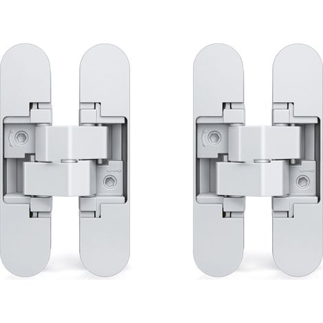 Emuca Lote de 2 bisagras ocultas para puertas de paso, carga 40kg, apertura 180 grados, Zamak, Blanco