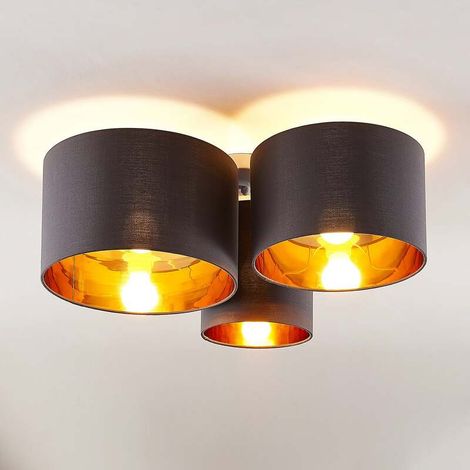 [GEBRAUCHT] B-Ware Lindby Deckenleuchte Laurenz 3-flammig LED Lampe Leuchte dimmbar grau gold Ø61cm (1/2)