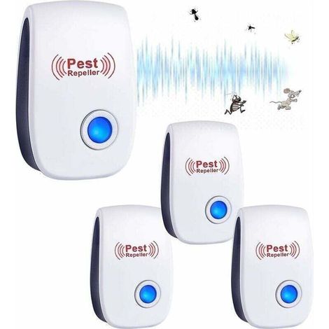 Ultrason Anti Moustique, XU, 4 Pack Répulsifs à ultrasons, Intérieur Répulsif Électronique & Répulsif Moustique Ultrason Anti pour Insectes, Moustiques, Fourmis, Rats, Araignées - KZQ (1/4)